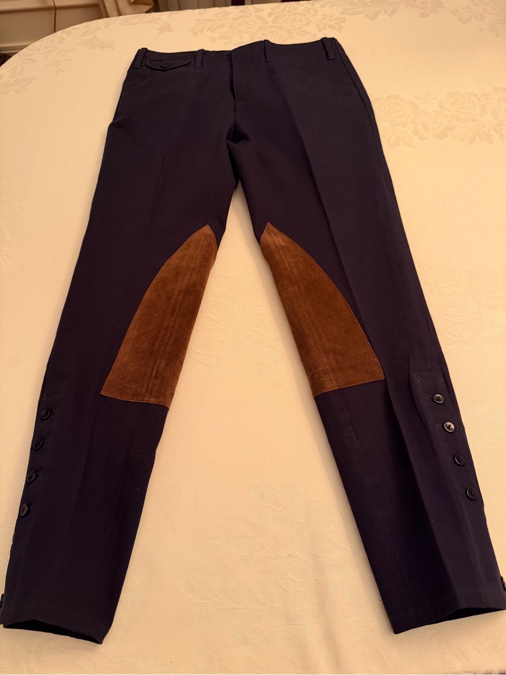 Ralph Lauren Navy Chinos with Brown Suede Knee Patches
